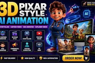create 3d pixar style ai animation 3d ai storyteling cartoon 3d pixar animation