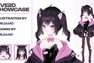 illustrate vtuber model, live2d rigging, 2d vtuber design, anime for streaming