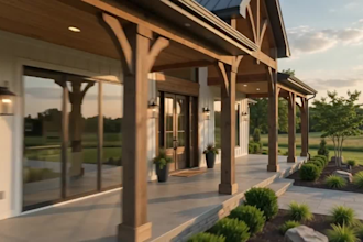 design barndominium permit drawings with porch, patio and pergola