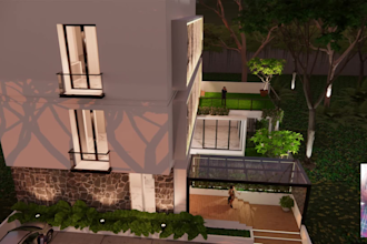 design 3d modern house architecture and exterior rendering