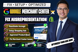 fix gmc suspension and misrepresentation issues, setup google merchant center