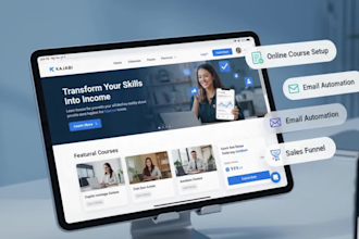 design kajabi website, online course and sales funnel