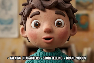 create modern 3d ai claymation video talking at clamation animation for brands