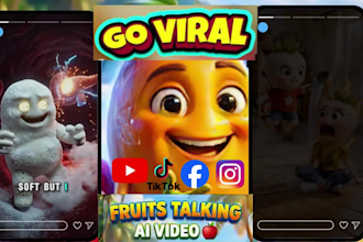 create viral ai talking fruit videos  3d characters animation for tiktok reels