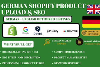upload SEO optimized product to your german shopify store in german and en