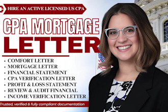 sign US CPA letter CPA mortgage letter audit financial statement profit and loss