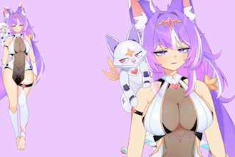 draw and rig pro vtuber character in live2d, for vtuber model and vtube studio