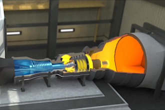 create industrial animation for gas turbine and combined cycle 3d power plant