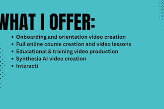 create elearning course, onboarding training video, coaching video for organisa