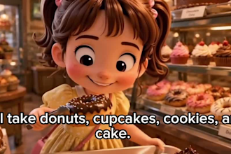 create cute 3d cartoon ai bakery and food video ads