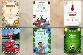 design a custom kids birthday invitation and party invite