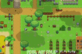 do 2d top down pixel art tileset rpg game map art character asset tile map