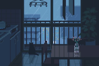 create pixel art scene background and illustration