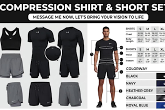 create activewear tech pack fashion designer compression shirt tech pack design