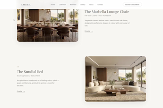 design a luxury cinematic furniture website