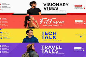 design professional youtube banner, channel art and header