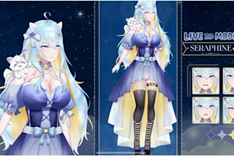 design live2d vtuber model, 2d vtuber model, rig anime vtuber, vtuber model