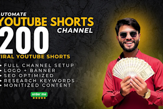 create youtube short channel with 200 short videos