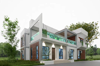 create a 3d exterior model and realistic architectural rendering