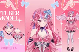 redesign your vtuber model, do live2d rigging, and  vtuber assets in anime style