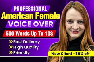 be your american female voice actor and voice over narration