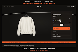 build animated 3d shopify store with interactive product motion