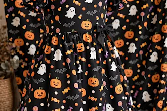 design cute kawaii halloween seamless pattern for fabric and wrapping pap