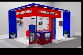 design realistic 3d trade show and booth and exibition stall