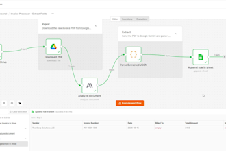 build n8n invoice parser to google sheets using ai