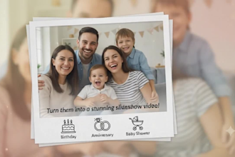 create striking slideshow videos using your photo for your birthday anniversary