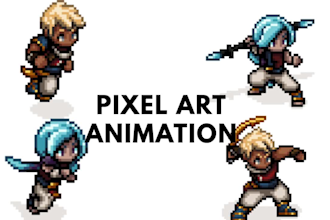 create pixel art character sprite animation, topdown isometric pixel character