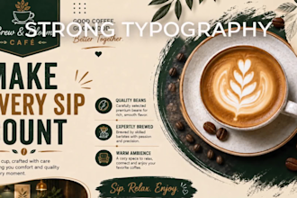 design brand focused cafe 2d , 3d posters and flyers