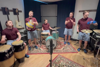 record session drum tracks at a professional studio