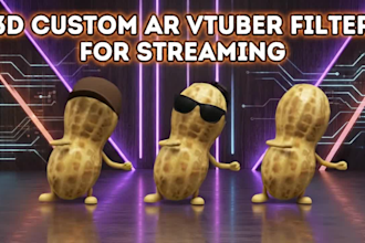 create custom 3d ar vtuber filter, burnt peanut for snap camera and streaming
