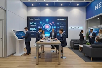 design a futuristic modular exhibition tech expo booth for bematrix octanorm