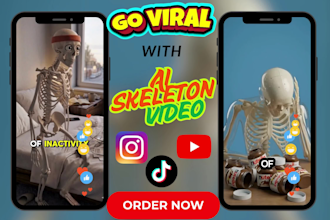 create viral ai skeleton animation in dr style, faceless youtube, tiktok videos