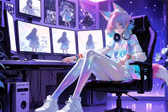 design your png tuber in anime style, vtuber character, package for streamers