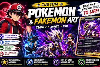 design a custom pokemon  pokemon trainer fakemon sprite tcg trainer