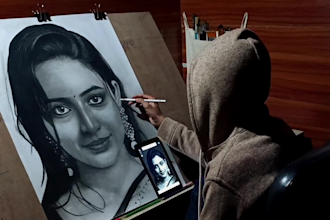 draw realistic hand drawn portrait sketch from photo