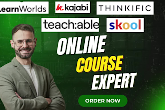 setup online course on learnworlds, thinkific, kajabi, skool, circle, teachable