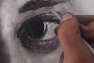 draw digital handdrawn realistic charcoal portrait
