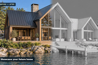 design craftsman front porch and patio elevation with realistic 3d renders