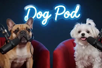 create viral ai talking dog, ai dog avatar, ai podcast viral animal video