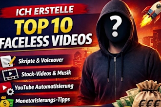 erstelle top 10 videos ohne gesicht und richte einen youtube automatisierungskan