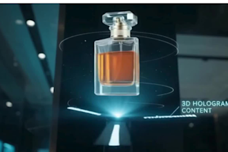 create a 3d hologram fan video for your retail store or product display ads