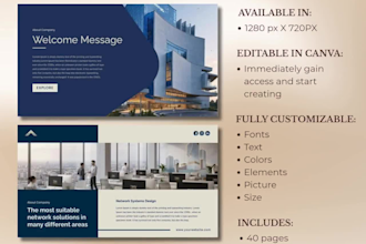 design pitch deck template, presentation slides canva editable for business