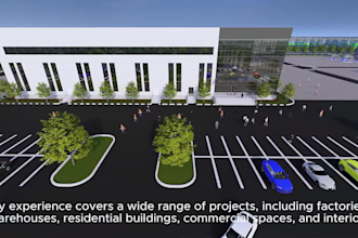 design a 3d model,walkthrough video for warehouse, industrial building