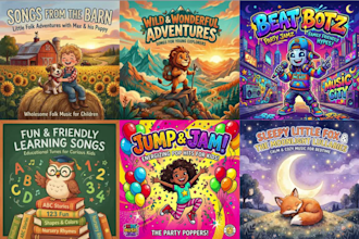 create colorful album cover art for childrens music and kids youtube thumbnails