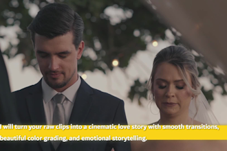 edit cinematic wedding trailer, teaser, highlight video professionally