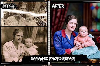 do photo restoration, old photo repair and enhance photo